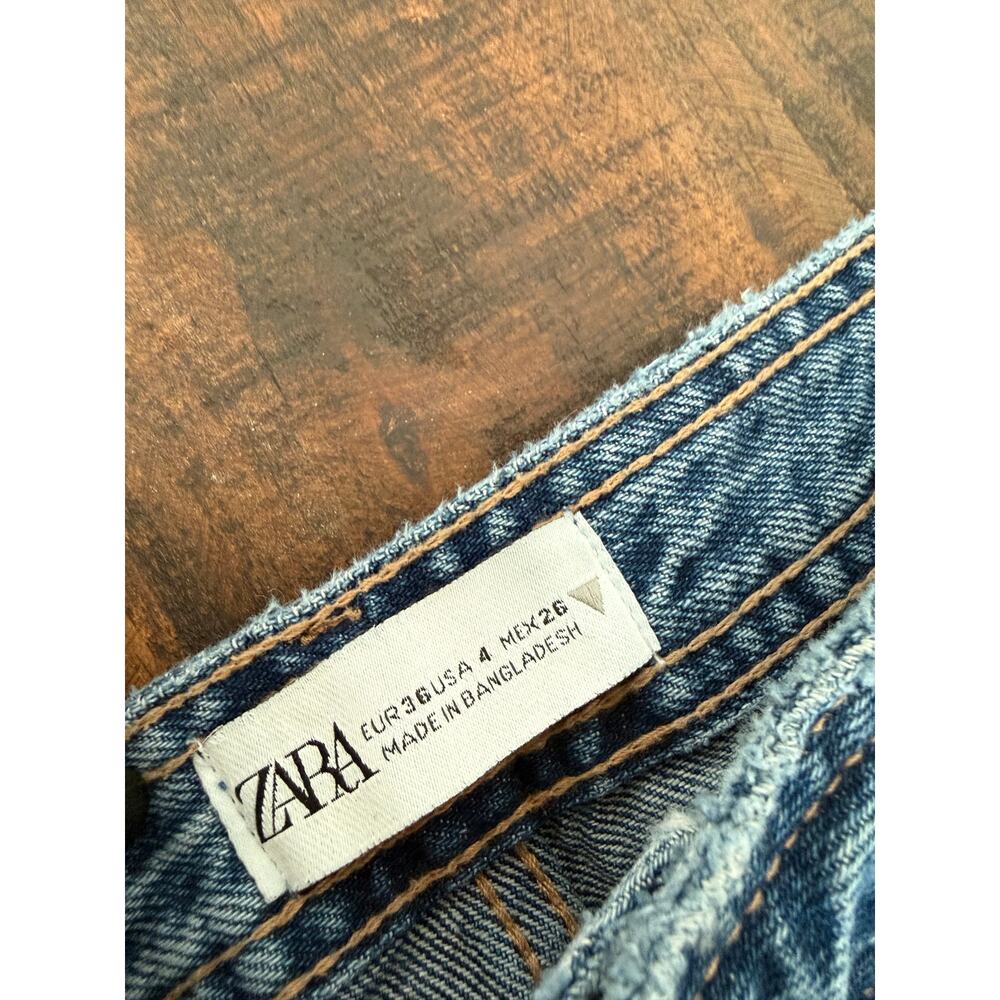 Zara Women’s Cargo Jeans Size 4 Blue Denim Y2K Utility Wide Leg - Picture 4 of 4